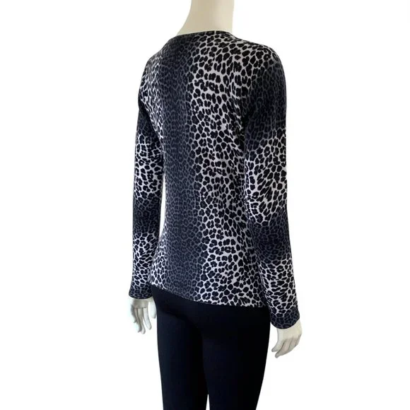 Saks Fifth Avenue Neutral Leopard Cashmere Pullover Knit Sweater - Size M